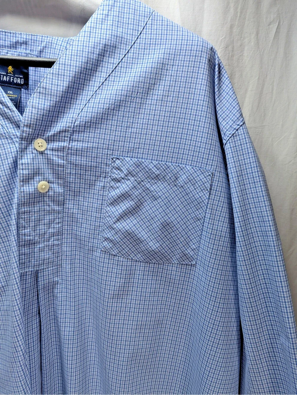 Stafford Sleepwear XXL Regular Fit Sleepshirt Blue Check Pajamas PJ's Comfy